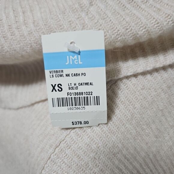 NWT J. McLAUGHLIN 100% Cashmere Cowl Neck Sweater, Lt. H Oatmeal, Verbier, XS - Picture 2 of 12